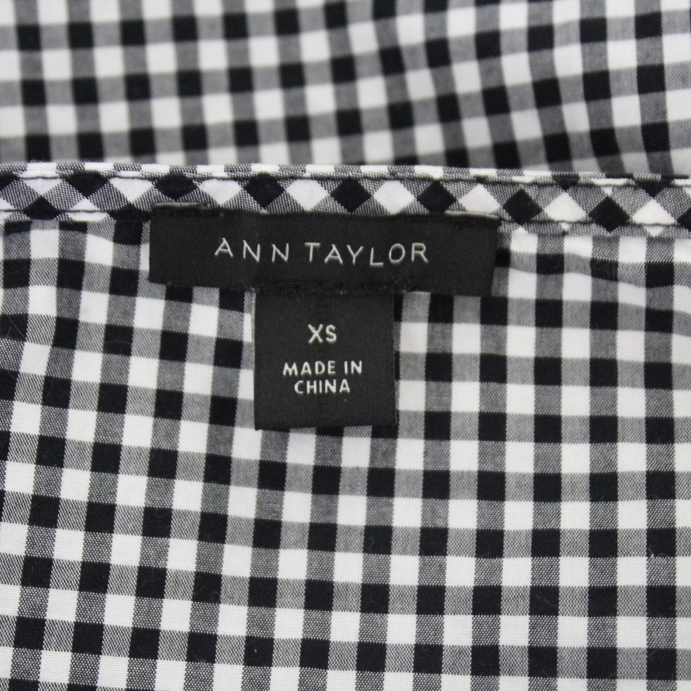 Ann Taylor Plaid Embroidered Puff Sleeve Top XS - Picture 4 of 5
